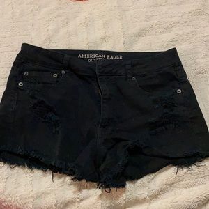 Black distressed American eagle high waisted shorts